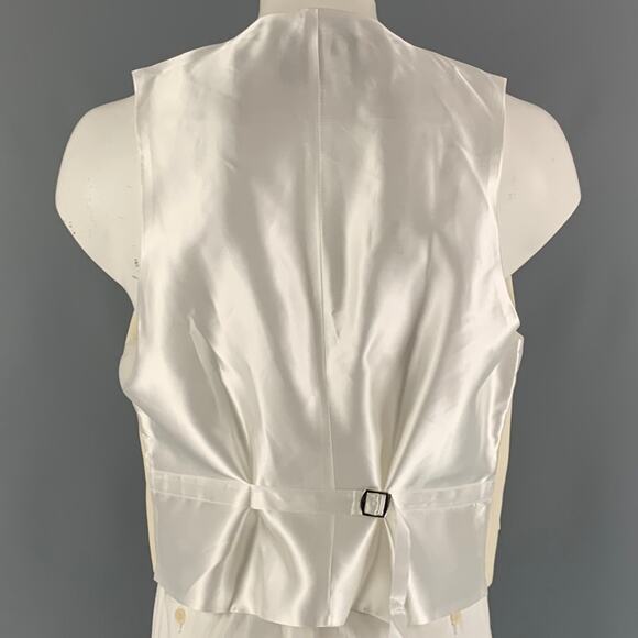 FAVOURBROOK Size 48 Beige White Solid Wool Double Breasted Vest - Picture 3 of 6